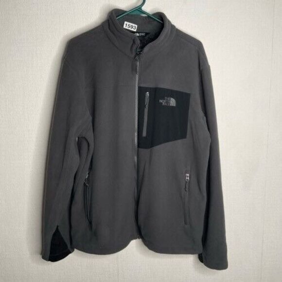 The North Face Chimborazo Mens Size L Grey Full-Zip Sherpa Lined Fleece Jacket